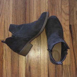 Girls Perforated Dark Taupe Booties, Size 6